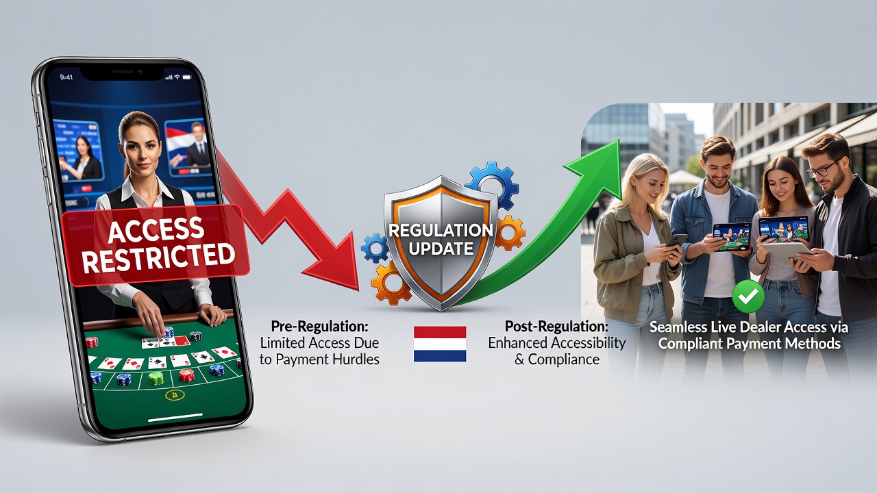 Grafiek die trends in mobiele live dealer toegankelijkheid weergeeft na betaalregulatie-updates in Nederland